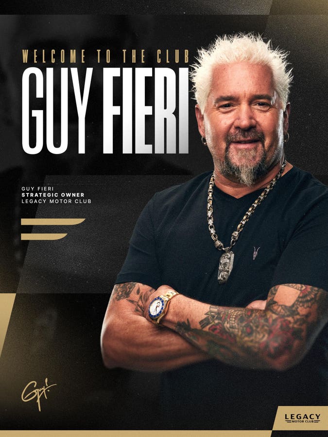 Guy Fieri, one of television's most recognizable personalities as a star of  "Diners, Drive Ins And Dives," has added ownership of NASCAR's 