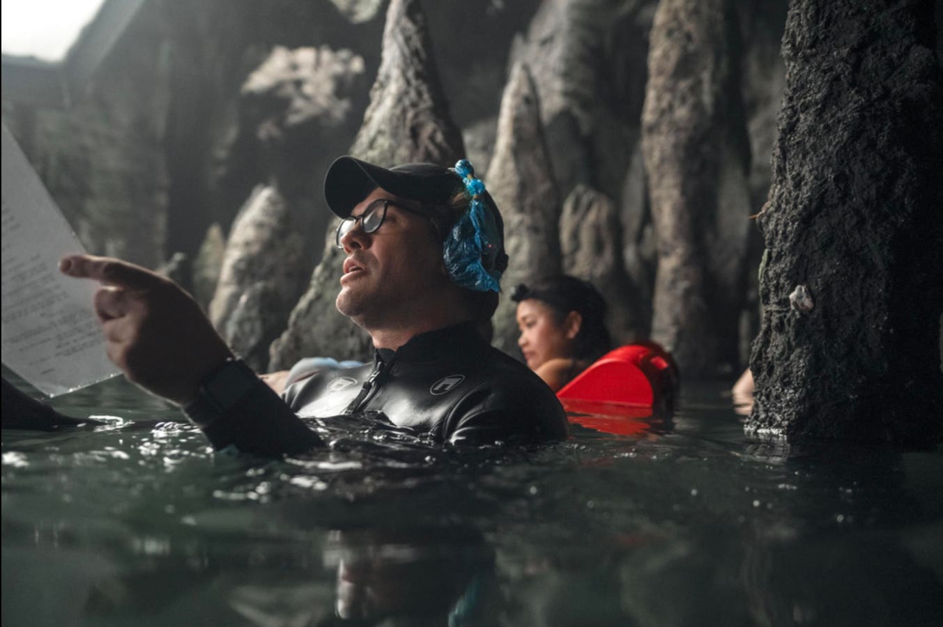 It seems the challenges of filming in water haven't changed much since Steven Spielberg made Jaws half a century ago.