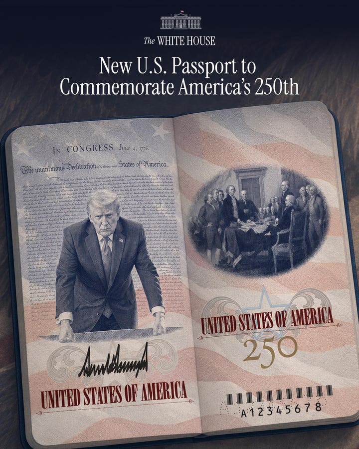The commemorative release features President Donald Trump’s image on the inside page of some new passports.